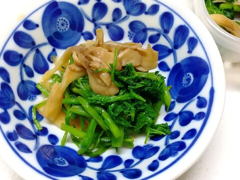 調味料は牡蠣しょうゆだけ、セリと舞茸の和え物